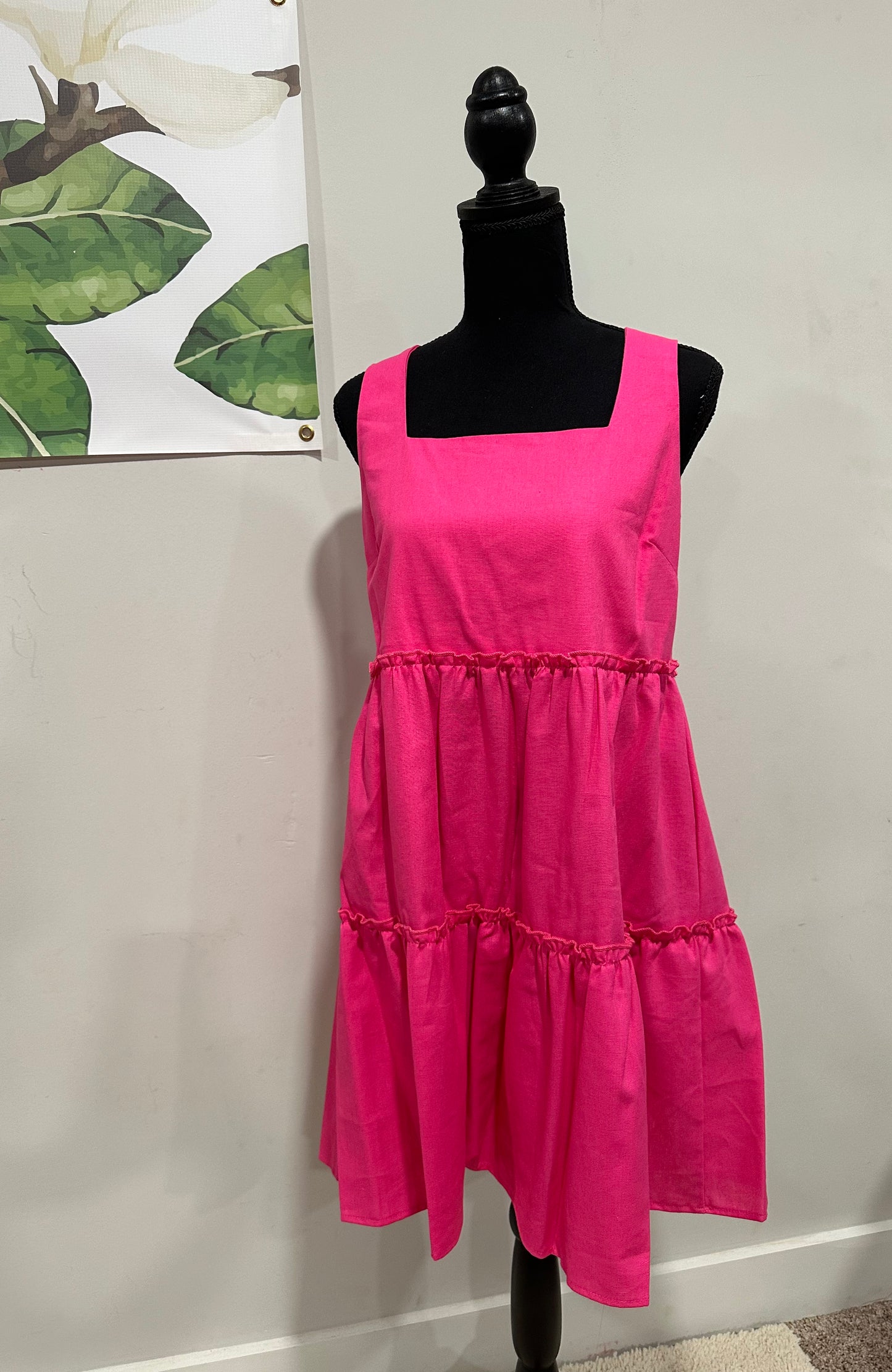 In My Thoughts Hot Pink Linen Dress