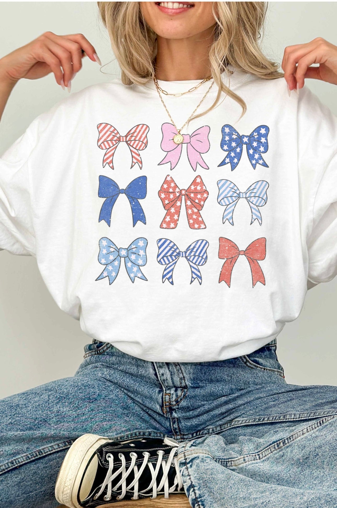 4th of July/ Memorial Day Bowtastic Oversized Tee