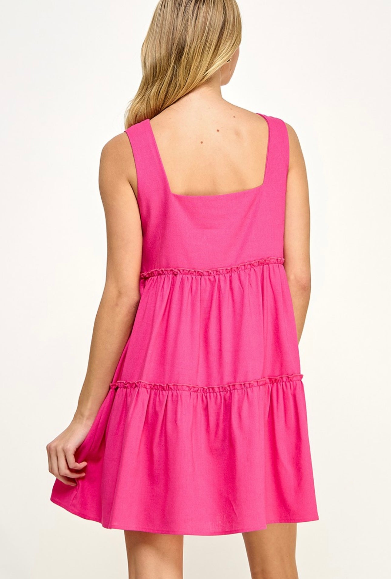 In My Thoughts Hot Pink Linen Dress