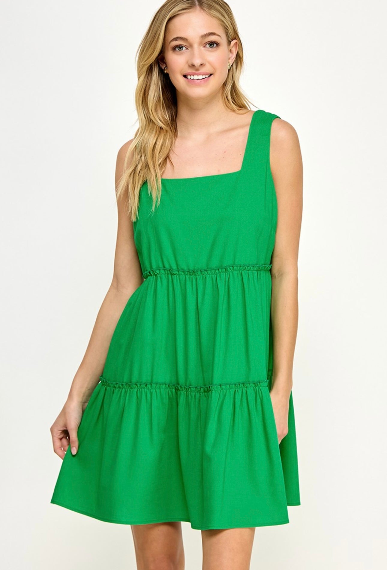 In My Thoughts Kelly Green Linen Dress