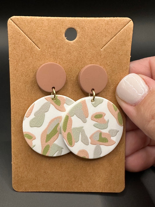 Color Block Round Clay Drop Earrings - Multicolor