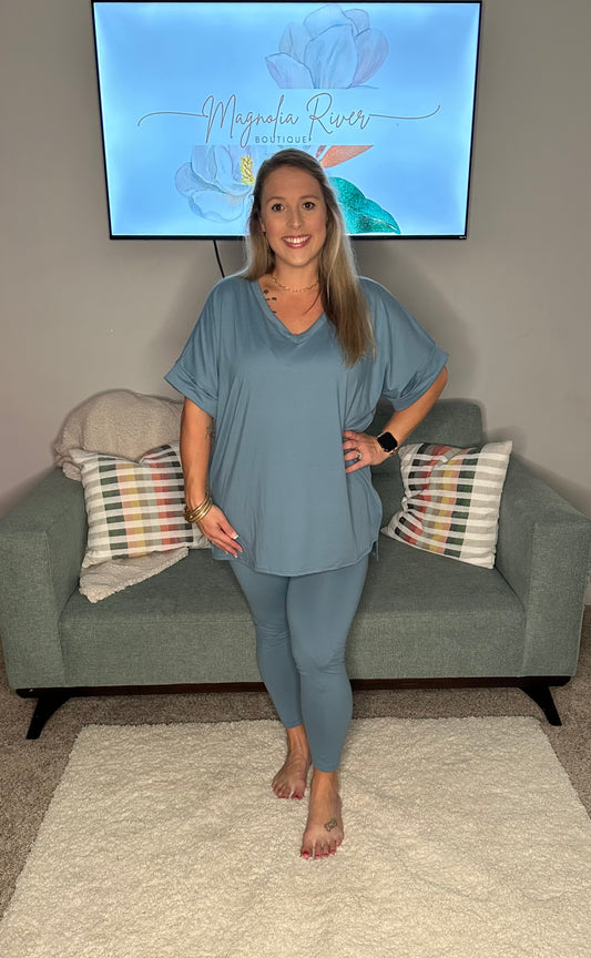 Microfiber Loungewear Set - Blue Grey