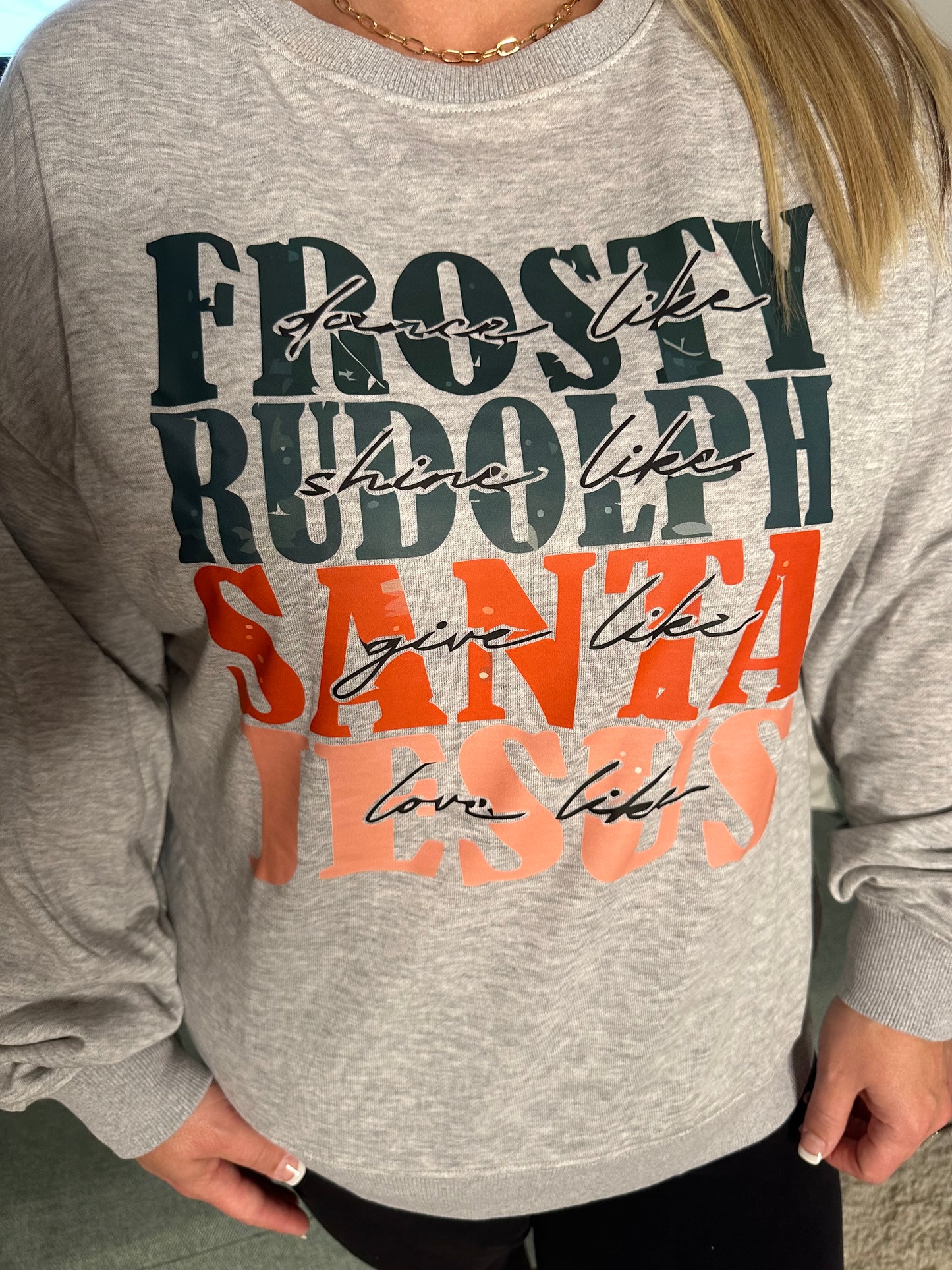 Gray Christmas Graphic Sweatshirt