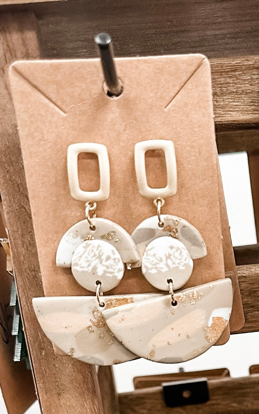 Gold/Tan Drop Earrings