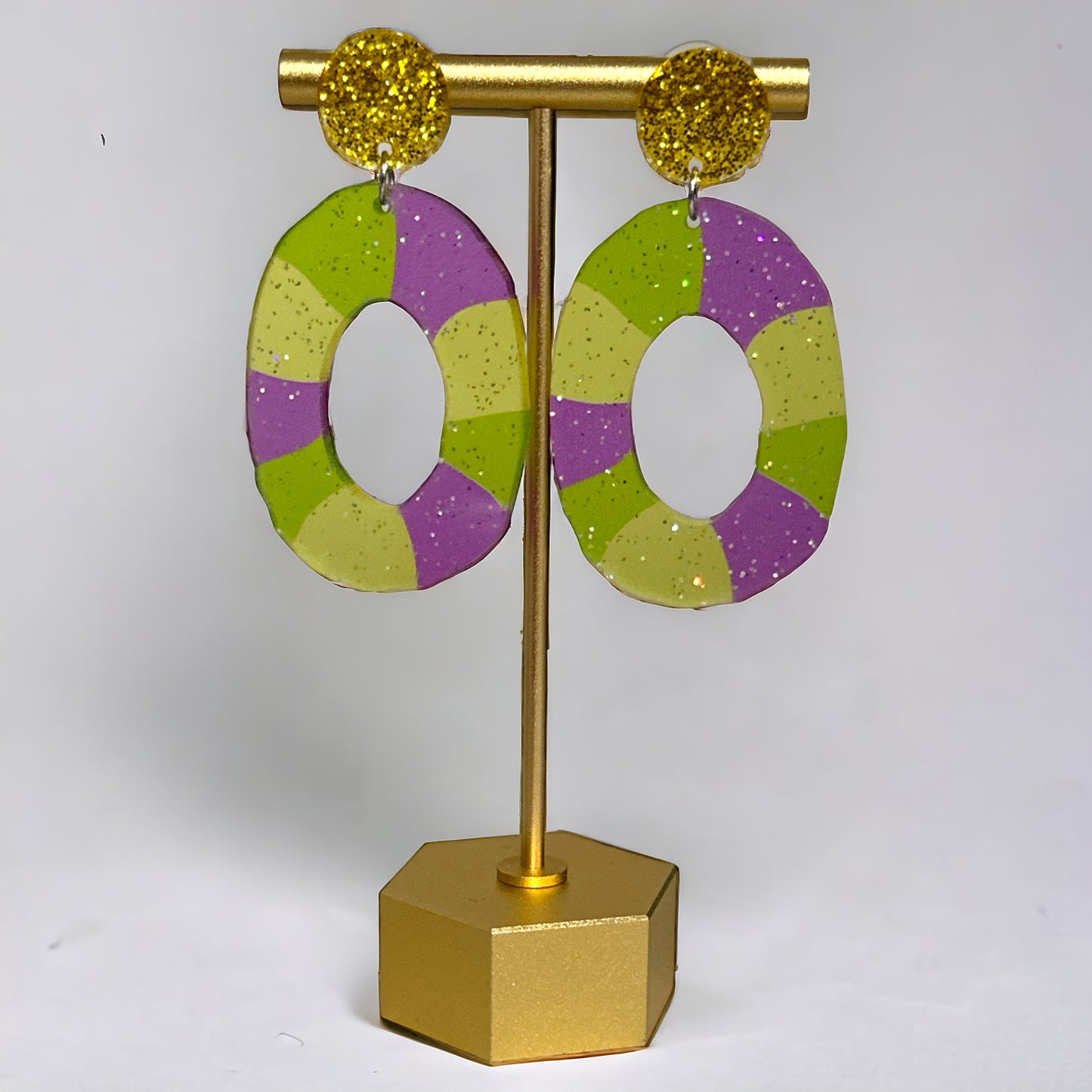 "King Cake" Acrylic Earrings