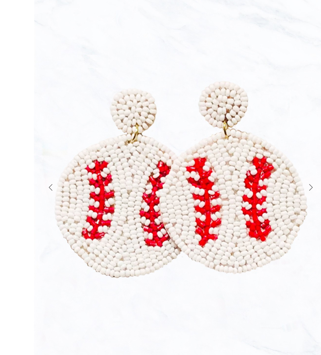 Baseball Seed Bead Earrings