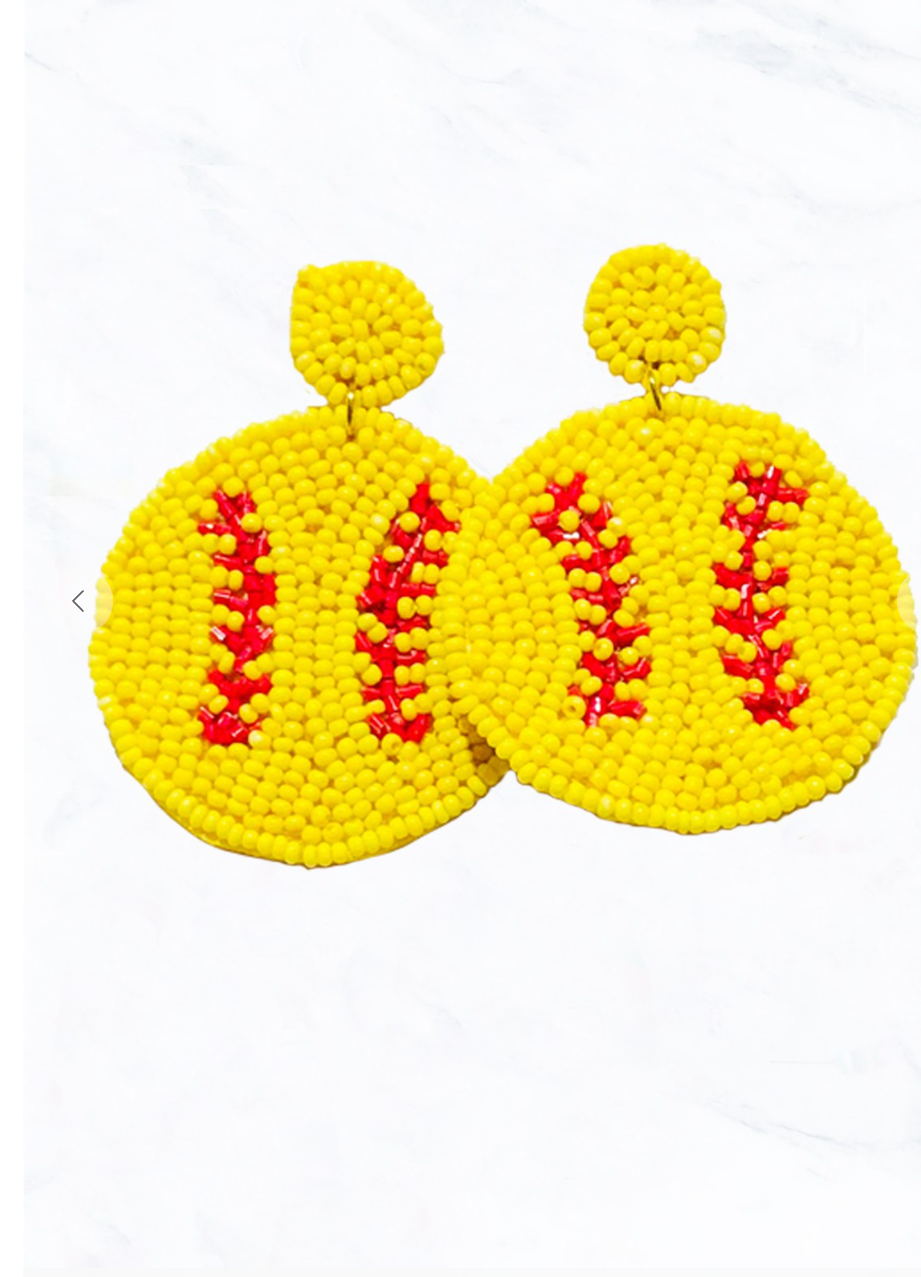 Softball Seed Bead Earrings