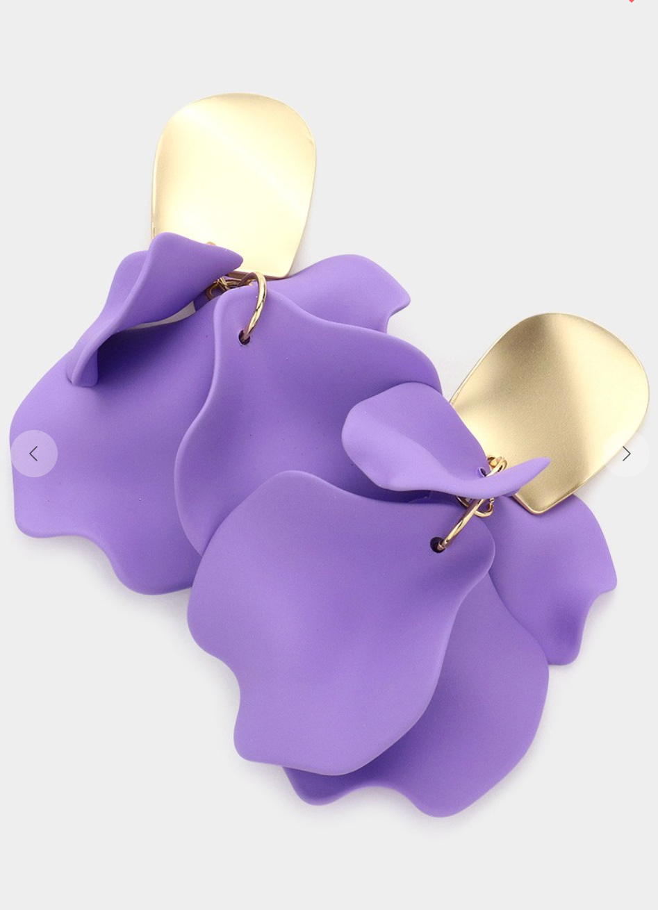 Elegant Petal Cluster Dangle Earrings- Lavender