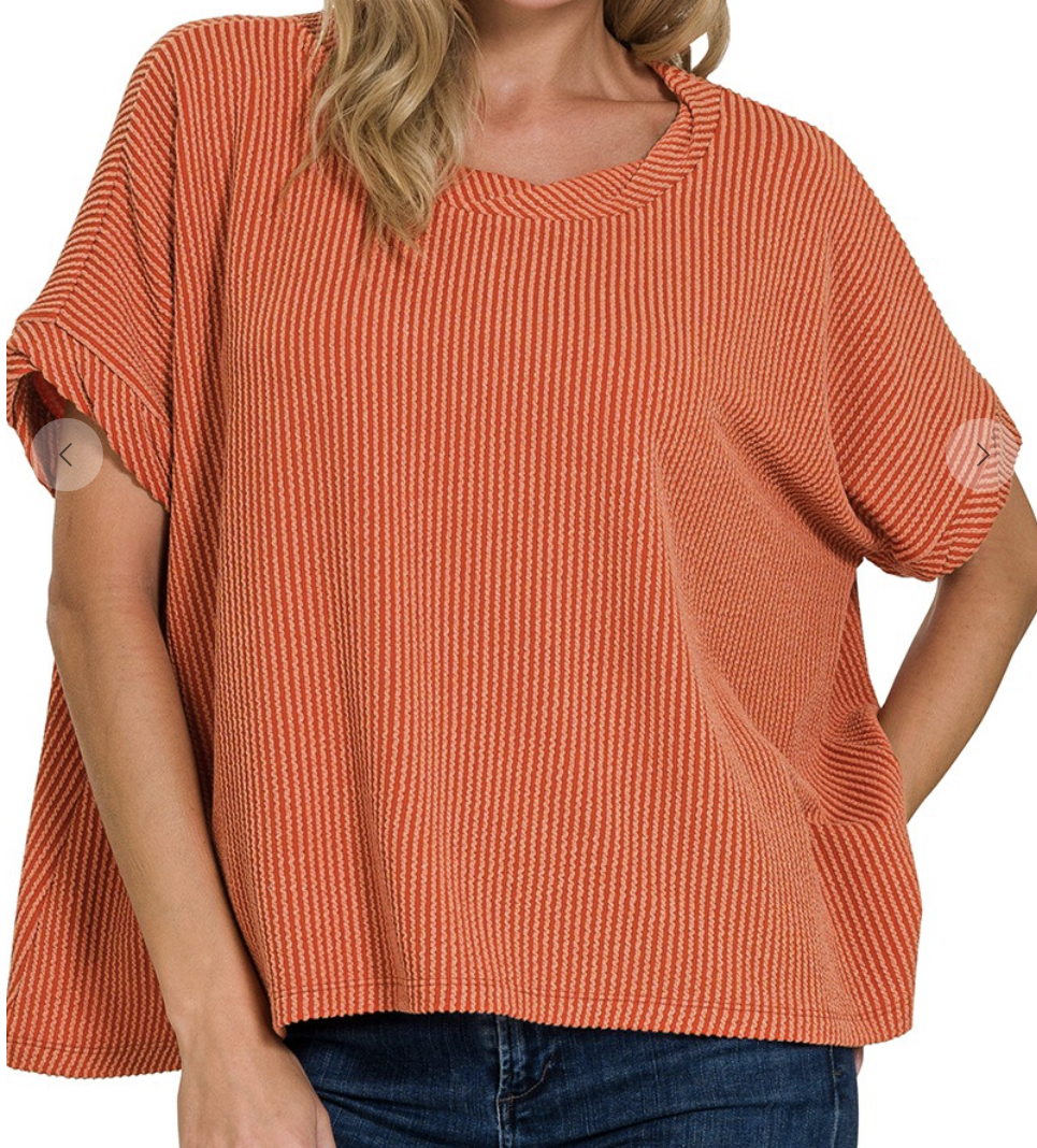 Eye Of The Tiger Ribbed Twisted Sleeve Top